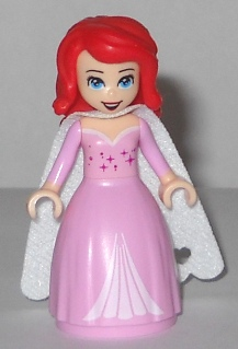 Ariel - Bright Pink Dress with Magenta Stars, White Cape